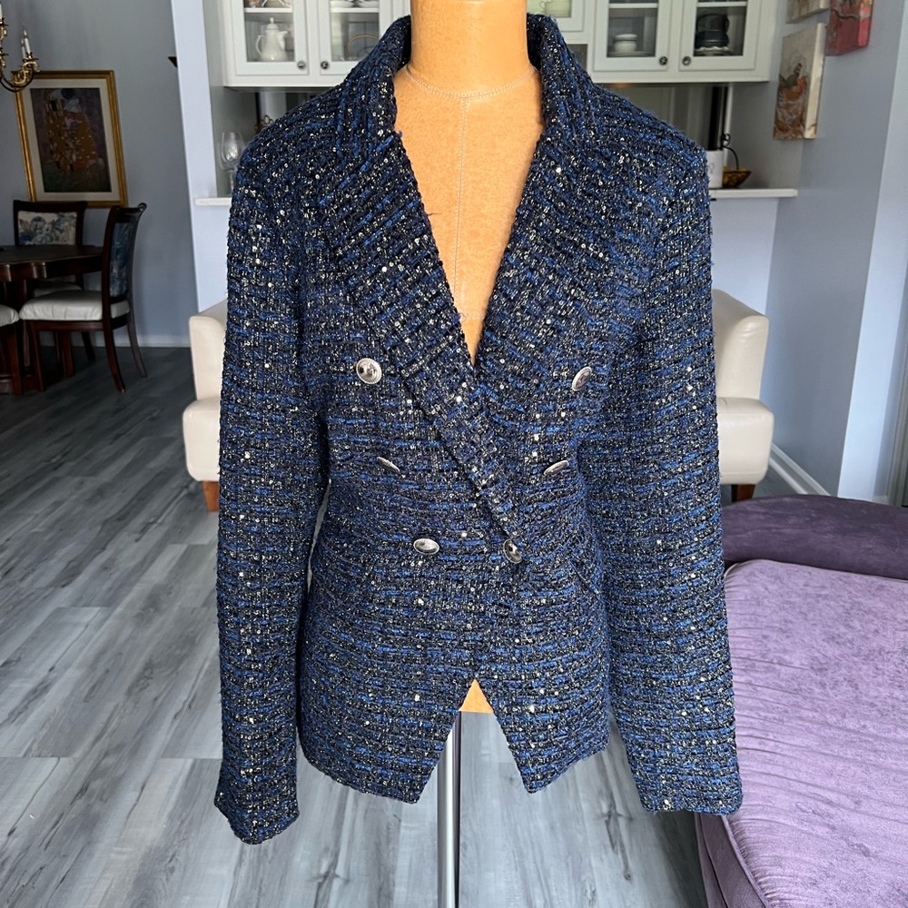 House of Harlow Tweed, double breasted, navy jacket
